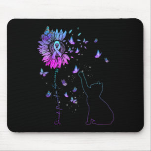 Sonnenblumenkatze Aquamarine und Lila Ribbon Suizi Mousepad