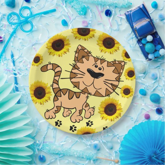 Sonnenblumenkatze Kitten Paper-Teller Pappteller (Party)