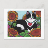 Sonnenblumenkatze Postkarte (Vorderseite)