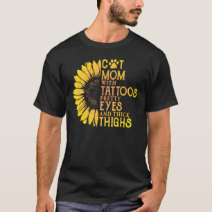 Sonnenblumenkatzenfische Mama mit Tattoos Hübsche  T-Shirt