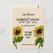 Sonnenblumenkerns Save the Date Vintag Postkarte (Vorne/Hinten)