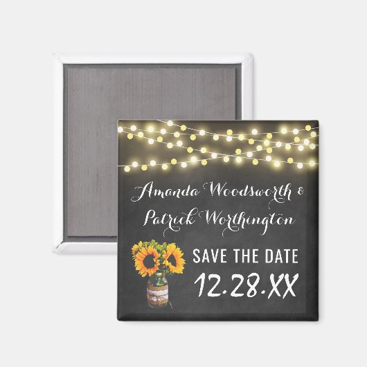 Sonnenblumenkhalkboard Land Save the Date rustikal Magnet (Vorderseite/Rückseite)