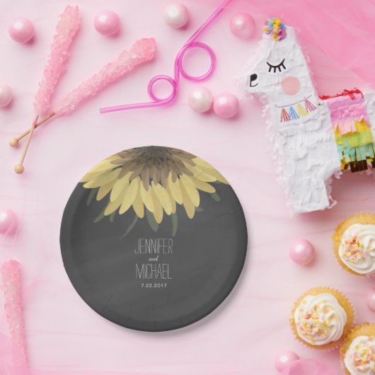 Sonnenblumenkhalkboard Rustikale Hochzeit Pappteller (Party)