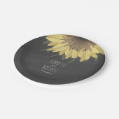 Sonnenblumenkhalkboard Rustikale Hochzeit Pappteller (Schrägansicht)