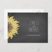 Sonnenblumenkhalkboard Rustikale Hochzeit speicher Ankündigungspostkarte (Vorne/Hinten)