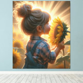 Sonnenblumenkind Leinwanddruck (Insitu (Holzboden))