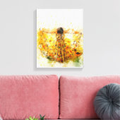 Sonnenblumenkleid Wasserfarbe Kunst Leinwanddruck (Insitu (Wohnzimmer))