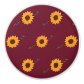 Sonnenblumenknob (Stallrot & Gold) Keramik Keramikknauf (Vorderseite)
