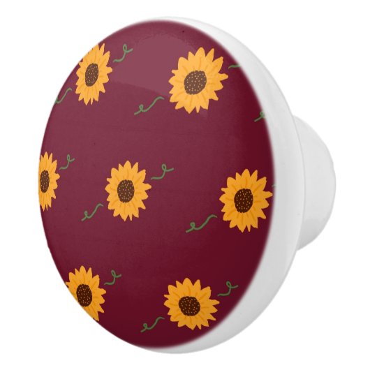 Sonnenblumenknob (Stallrot & Gold) Keramik Keramikknauf (Rechts)