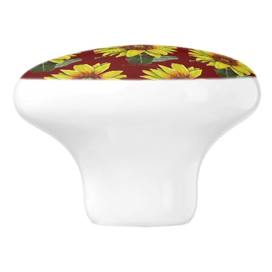 Sonnenblumenknochen Keramikknauf (Seitenansicht)