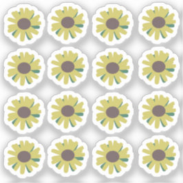 Sonnenblumenknospen Botanische Blumendarstellung Aufkleber