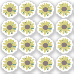 Sonnenblumenknospen Botanische Florale Illustratio Aufkleber
