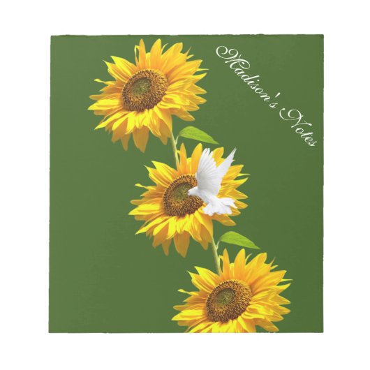 Sonnenblumenknospen, Taubenblume Notizblock (Vorderseite)