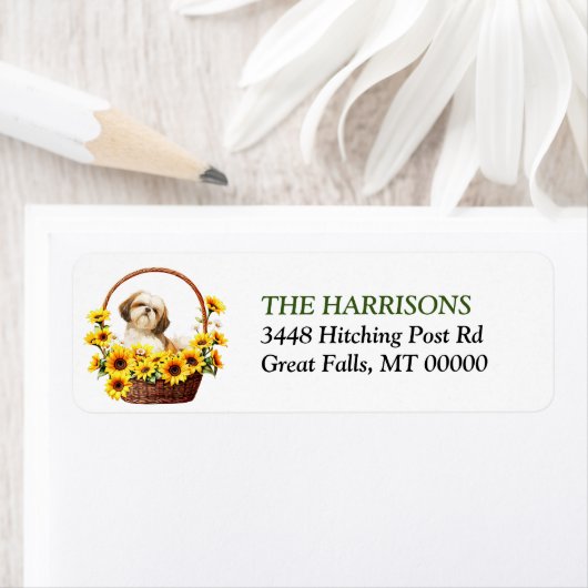 Sonnenblumenkorb Shih Tzu Dog Rücksendeadresse (Insitu)