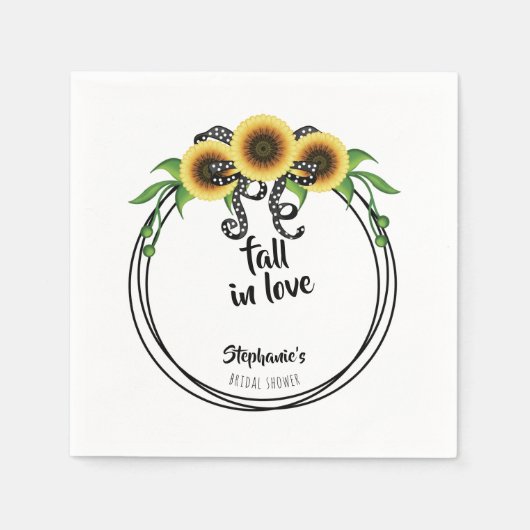 Sonnenblumenkranz-Brautparty Serviette (Vorderseite)