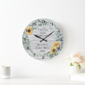 Sonnenblumenkranz-Hochzeitssache große Uhr (Zuhause)