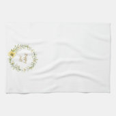 Sonnenblumenkranz mit anpassbarem Text Geschirrtuch (Horizontal)