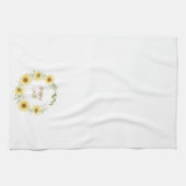 Sonnenblumenkranz mit anpassbarem Text Geschirrtuch (Horizontal)