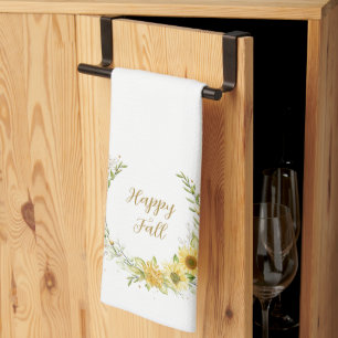 Sonnenblumenkranz mit anpassbarem Text Geschirrtuch