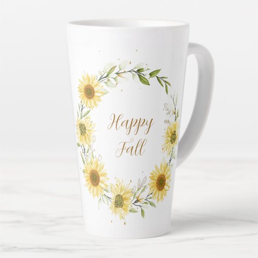 Sonnenblumenkranz mit anpassbarem Text Milchtasse (Rechte Ecke)