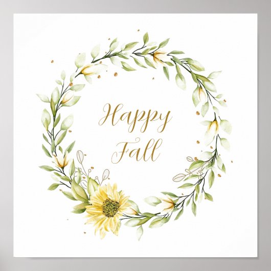 Sonnenblumenkranz mit anpassbarem Text Poster (Vorne)