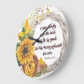 Sonnenblumenkranz mit Danksager Bibel Verse Große Wanduhr (Winkel)