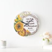 Sonnenblumenkranz mit Danksager Bibel Verse Große Wanduhr (Zuhause)
