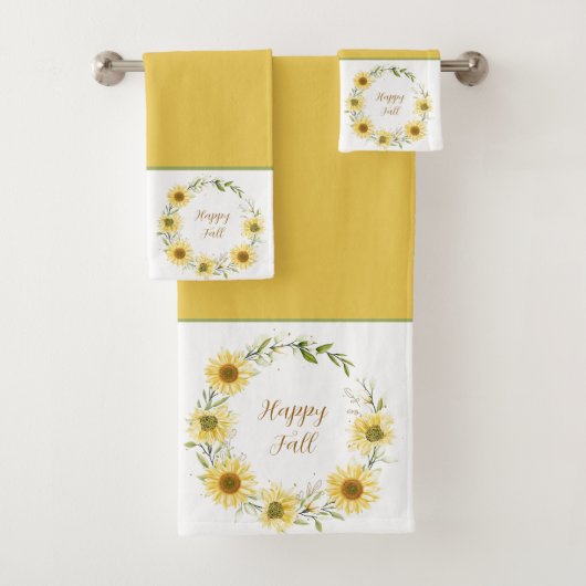 Sonnenblumenkranz mit individualisierbarem Textbad Badhandtuch Set (Insitu)