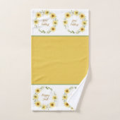 Sonnenblumenkranz mit individualisierbarem Textbad Badhandtuch Set (Handtuch)