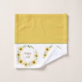 Sonnenblumenkranz mit individualisierbarem Textbad Badhandtuch Set (Waschlappen)