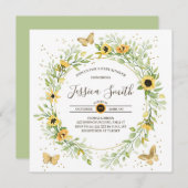 Sonnenblumenkranz mit Niedlicher Schmetterlingsdus Einladung (Vorne/Hinten)