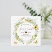 Sonnenblumenkranz mit Niedlicher Schmetterlingsdus Einladung (Stehend Vorderseite)