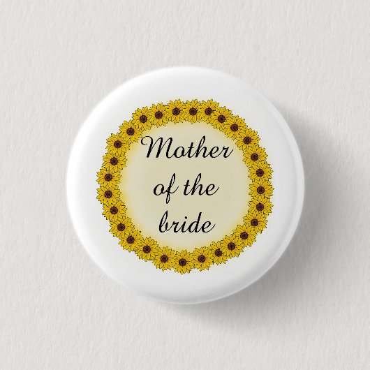 Sonnenblumenkranz Mutter/Schwiegermutter der Braut Button (Vorderseite)