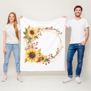 Sonnenblumenkranz - Sonnenblumenkranz mit Blätter Fleecedecke
