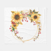 Sonnenblumenkranz - Sonnenblumenkranz mit Blätter Fleecedecke (Vorderseite (Horizontal))