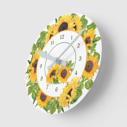 Sonnenblumenkreislauf Runde Wanduhr (Winkel)