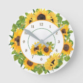 Sonnenblumenkreislauf Runde Wanduhr (Vorderseite)