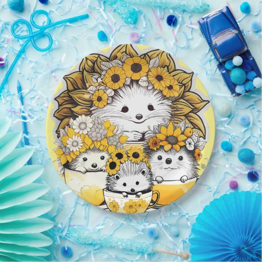 Sonnenblumenkronen Igel Picnic Pappteller (Party)