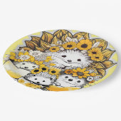 Sonnenblumenkronen Igel Picnic Pappteller (Schrägansicht)