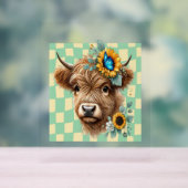Sonnenblumenkuh, Niedliche Hochlandkuh Acrylschild (Neutral)