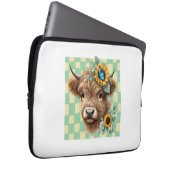 Sonnenblumenkuh, Niedliche Hochlandkuh Laptopschutzhülle (Vorne Rechts)