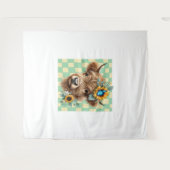 Sonnenblumenkuh, Niedliche Hochlandkuh Wandteppich (Vorderseite (Horizontal))