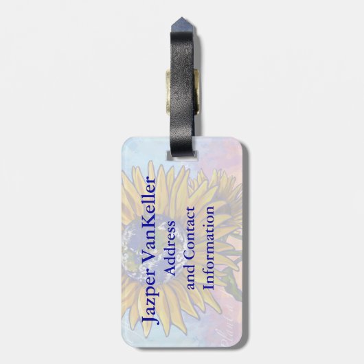 Sonnenblumenkunst Gepäckanhänger (Rückseite vertikal)