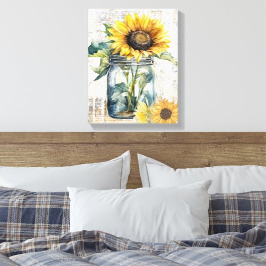 Sonnenblumenkunst - gewickelte Leinwand (Insitu (Schlafzimmer))