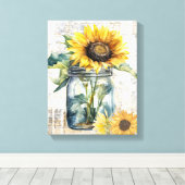 Sonnenblumenkunst - gewickelte Leinwand (Insitu (Holzboden))