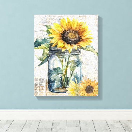 Sonnenblumenkunst - gewickelte Leinwand (Insitu (Holzboden))