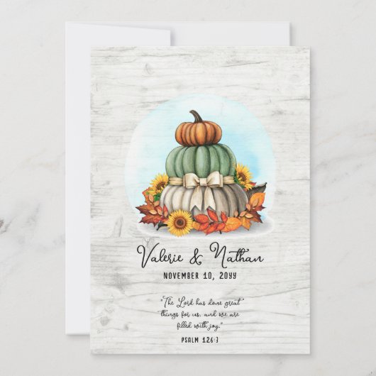 Sonnenblumenkürbis Rustikale Landfallernte Hochzei Einladung (Rückseite)