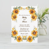 Sonnenblumenkurven: Personalisierte Einladung zum (Stehend Vorderseite)