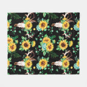 Sonnenblumenland in Schwarz Fleecedecke (Vorderseite (Horizontal))