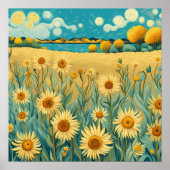Sonnenblumenlandschaft im Van-Gogh-Stil Poster (Vorne)